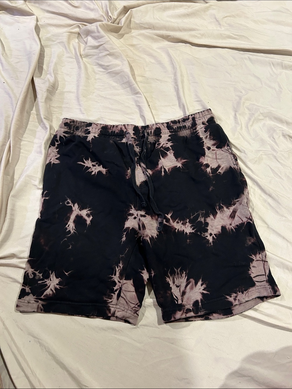 No Boundaries Black and Light Pink Tie-Dye Lounge Shorts